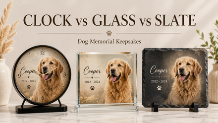 Dog Memorial Keepsakes: Clock vs Glass vs Slate