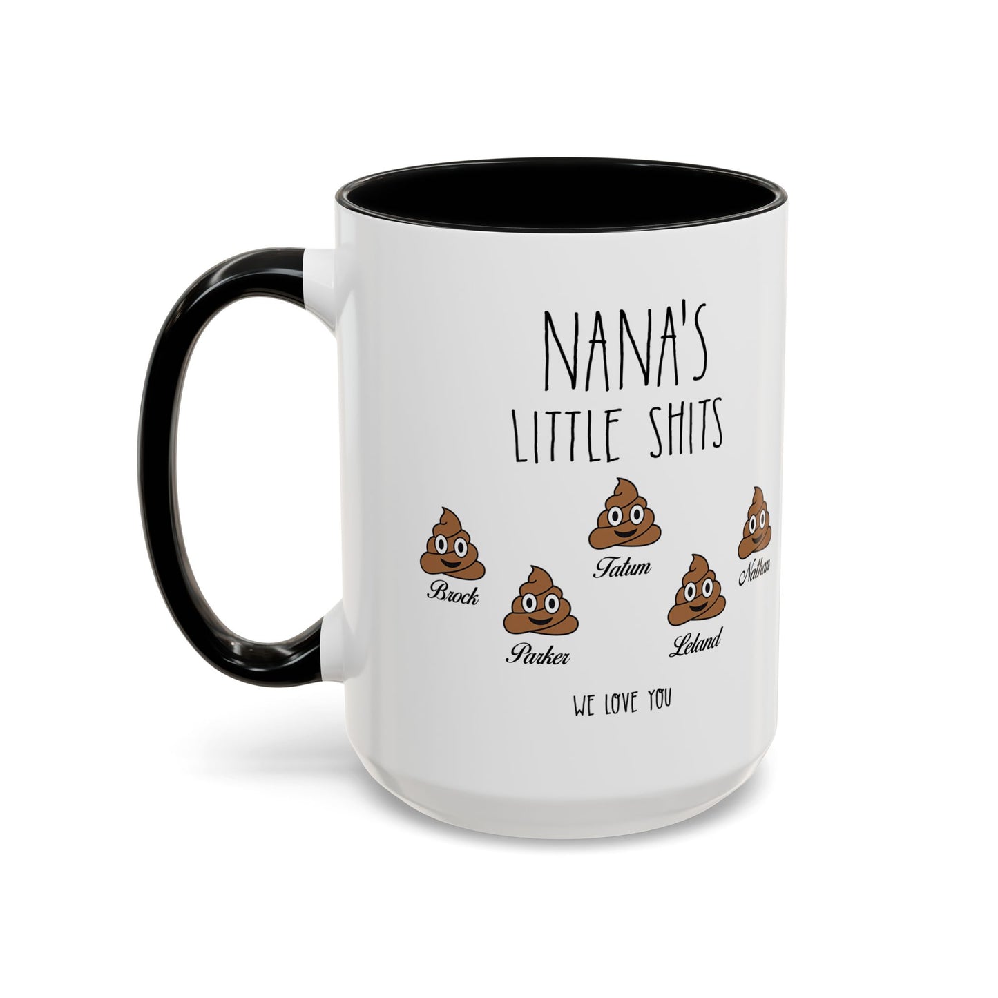 Personalized Nana with Grandkids Names Accent Coffee Mug - Gift For Family - PersonalizedFury