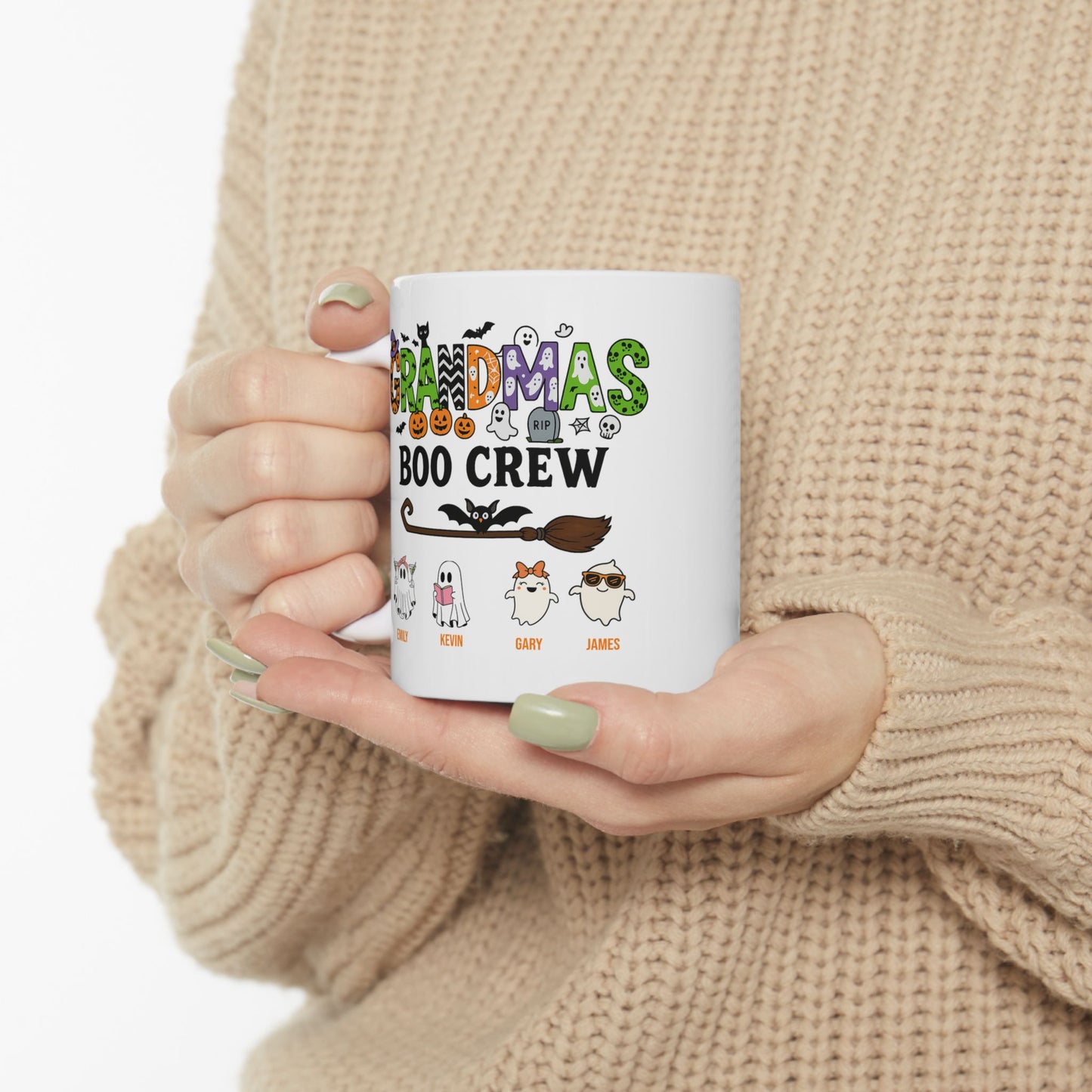 Grandma’s Boo Crew Coffee Mug – Personalized Halloween Gift with Names - PersonalizedFury
