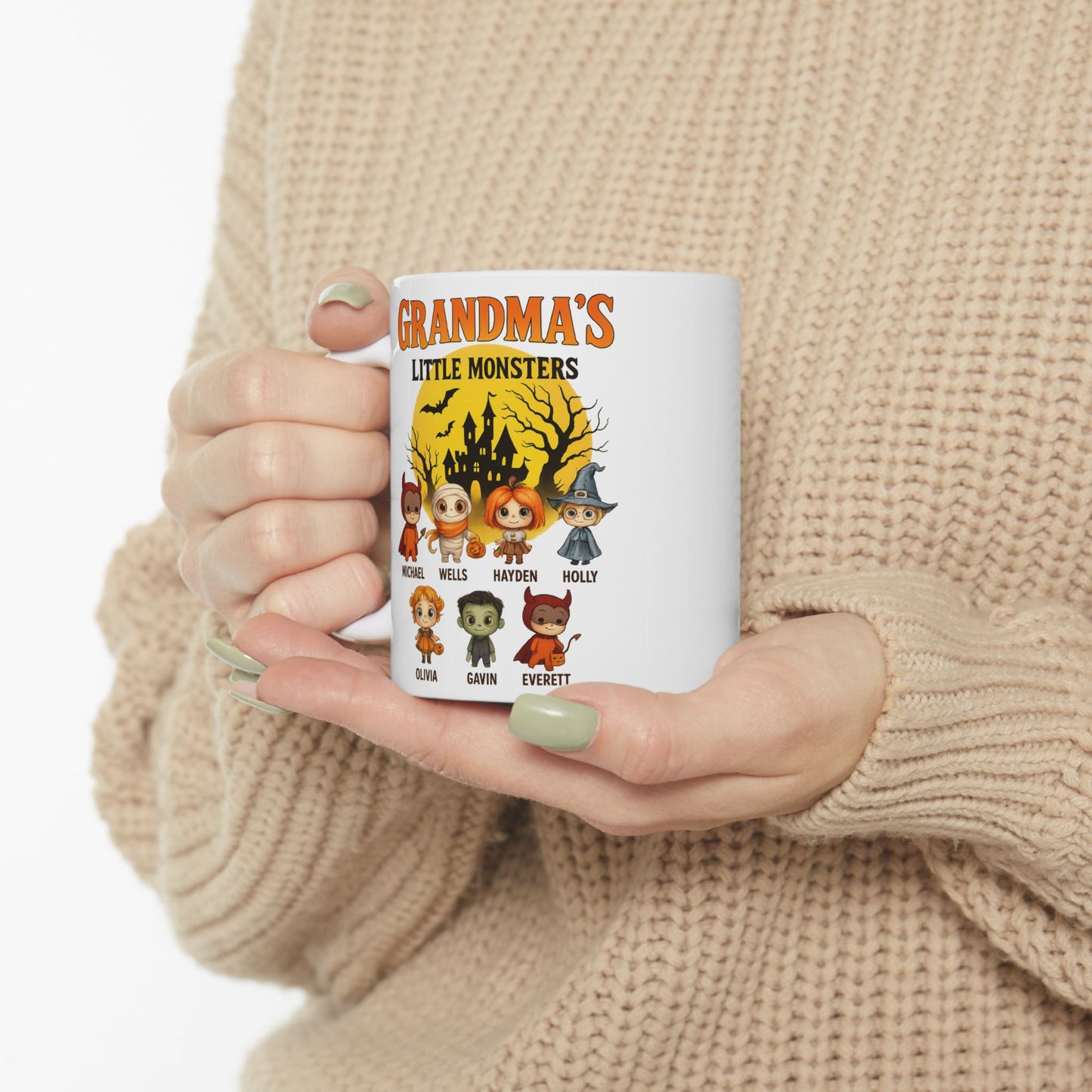 Grandma's Little Monsters Coffee Mug - Personalized Halloween Gift for Grandma - PersonalizedFury