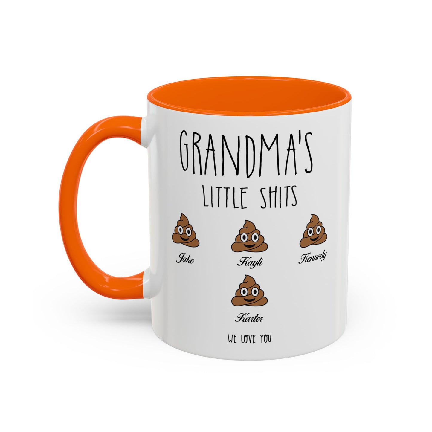 Personalized Grandma with Grandkids Names Accent Coffee Mug - PersonalizedFury