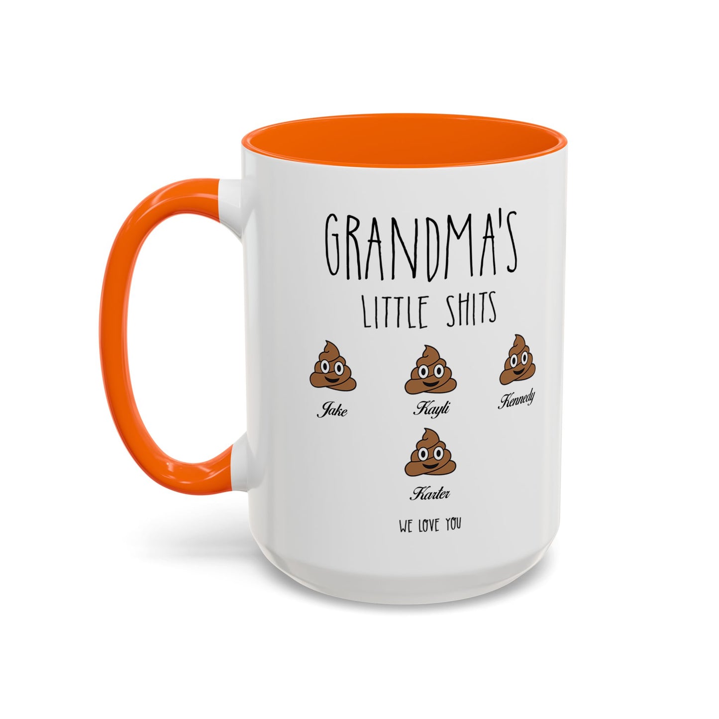 Personalized Grandma with Grandkids Names Accent Coffee Mug - PersonalizedFury