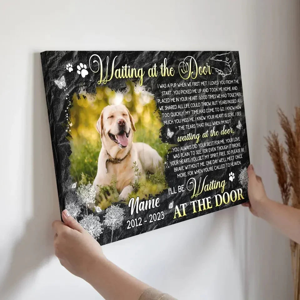 Dog Memorial Gift – Custom Photo Canvas Waiting at the Door - PersonalizedFury