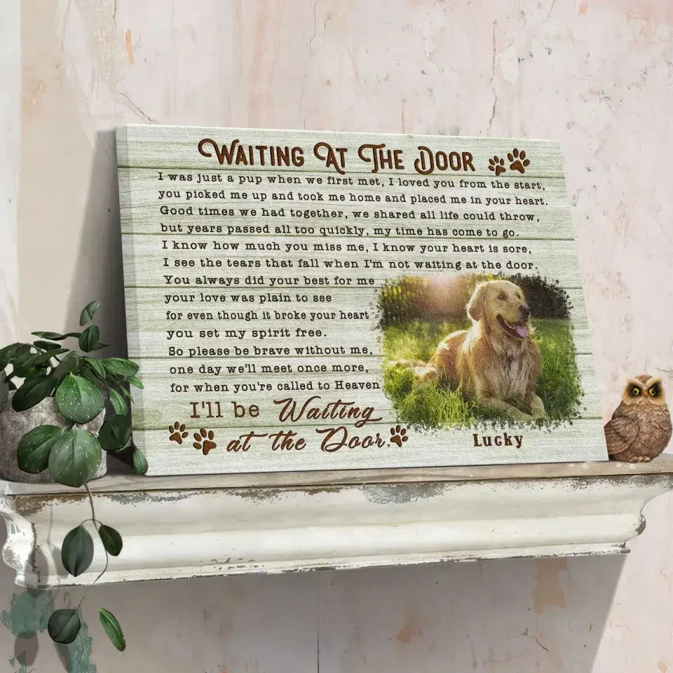 Waiting at the Door – Golden Retriever Pet Memorial Canvas - PersonalizedFury