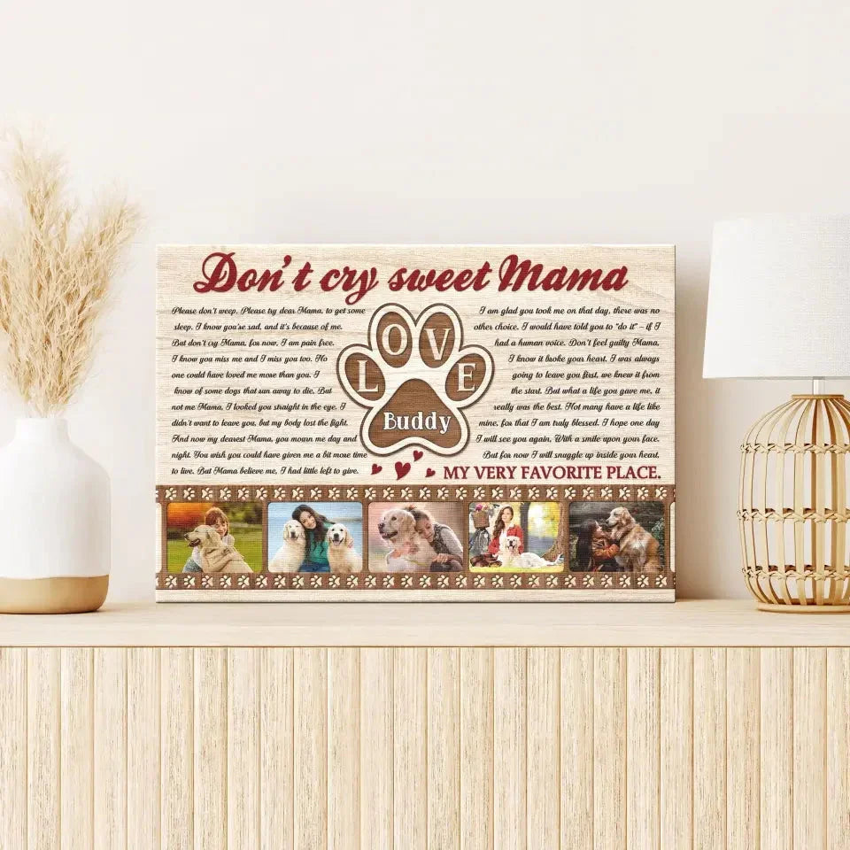 Dog Memorial Canvas – Personalized Gift for Mom Who Lost a Pet - PersonalizedFury