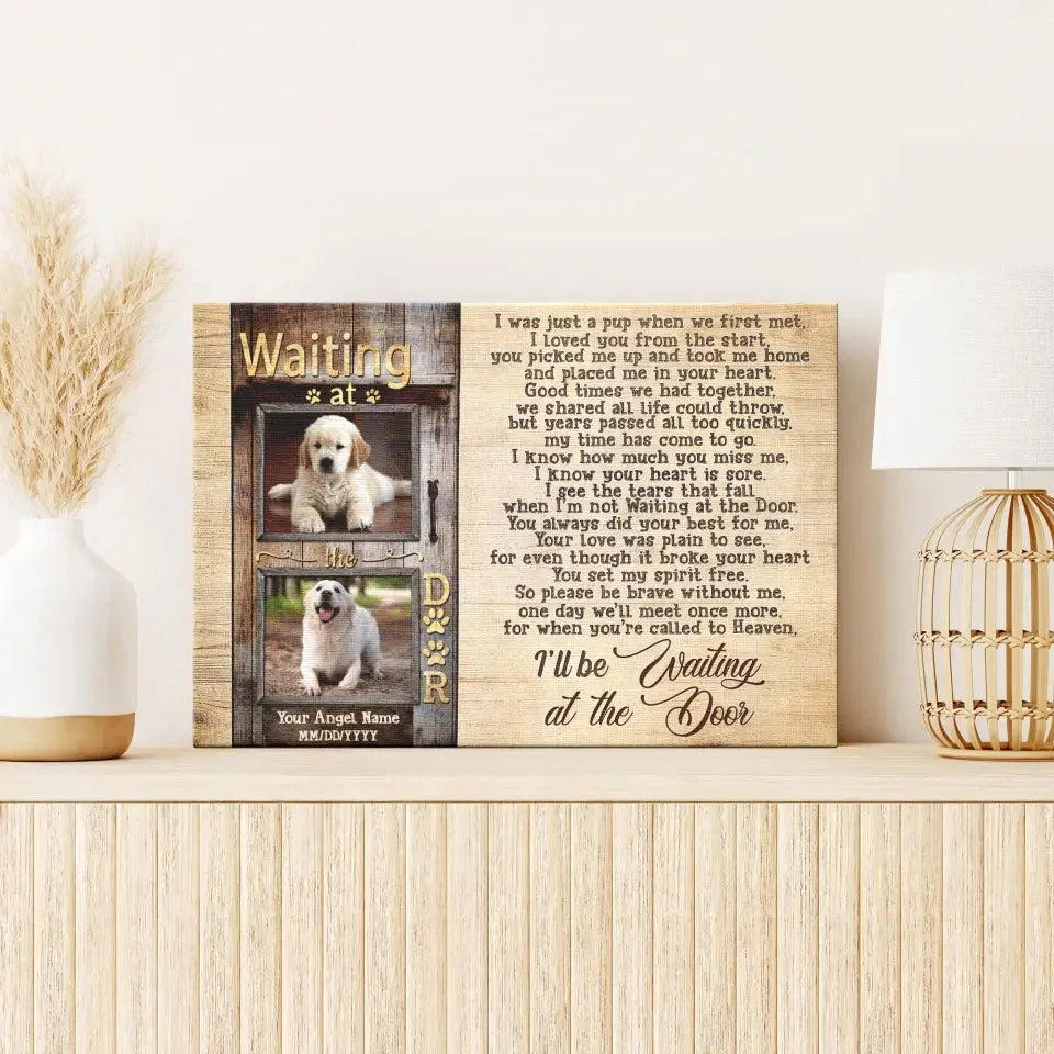 "Waiting at the Door" – Custom Dog Memorial Canvas With Photo & Name - PersonalizedFury