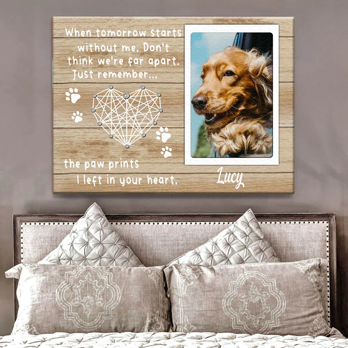 Dog Loss Gift – Personalized Pet Memorial Canvas, Custom Photo & Name