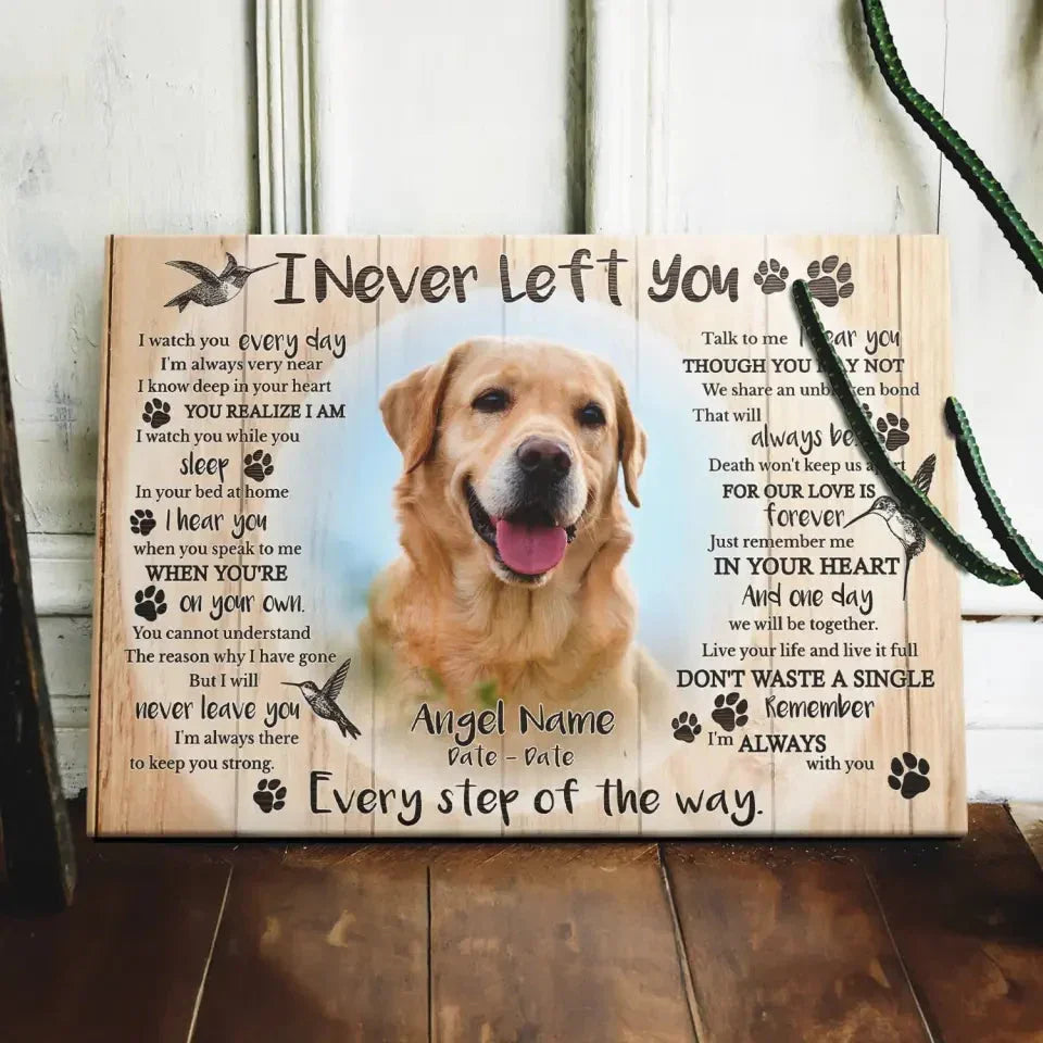 Custom Pet Memorial Canvas – I Never Left You Poem & Photo - PersonalizedFury