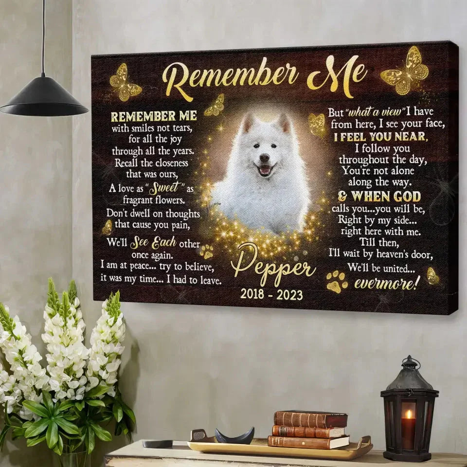 Custom Pet Loss Canvas – “Remember Me” Poem with Photo & Name - PersonalizedFury