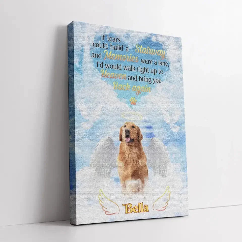Dog Loss Gift – Custom Pet Heaven Canvas with Angel Wings - PersonalizedFury