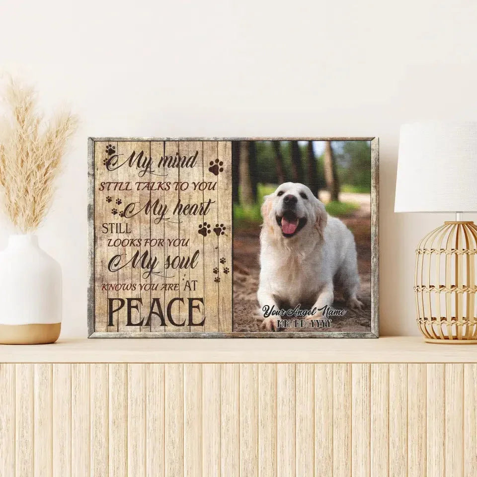 Personalized Pet Memorial Canvas – “My Mind Still Talks to You” with Dog Photo & Name - PersonalizedFury