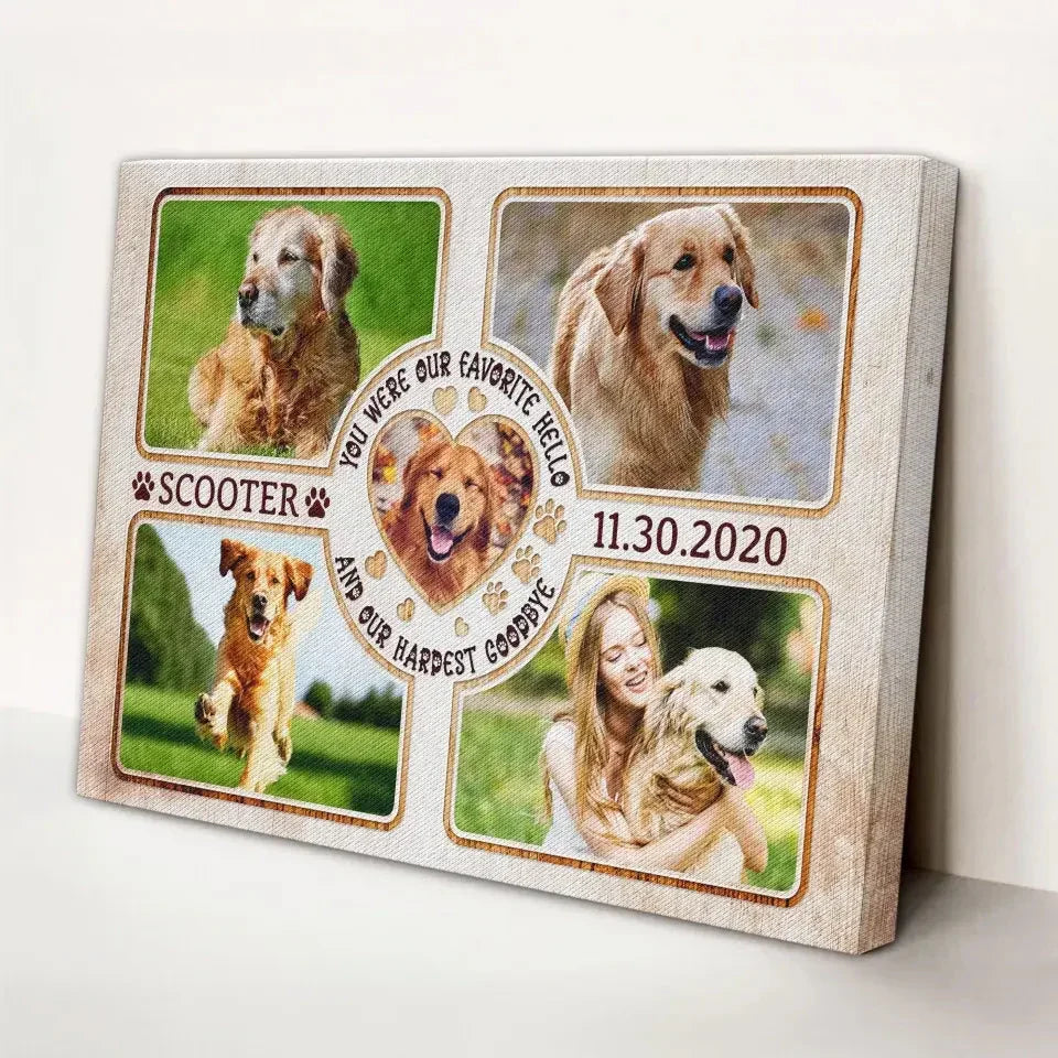 Hardest Goodbye, Forever in Our Hearts – Dog Memorial Canvas - PersonalizedFury