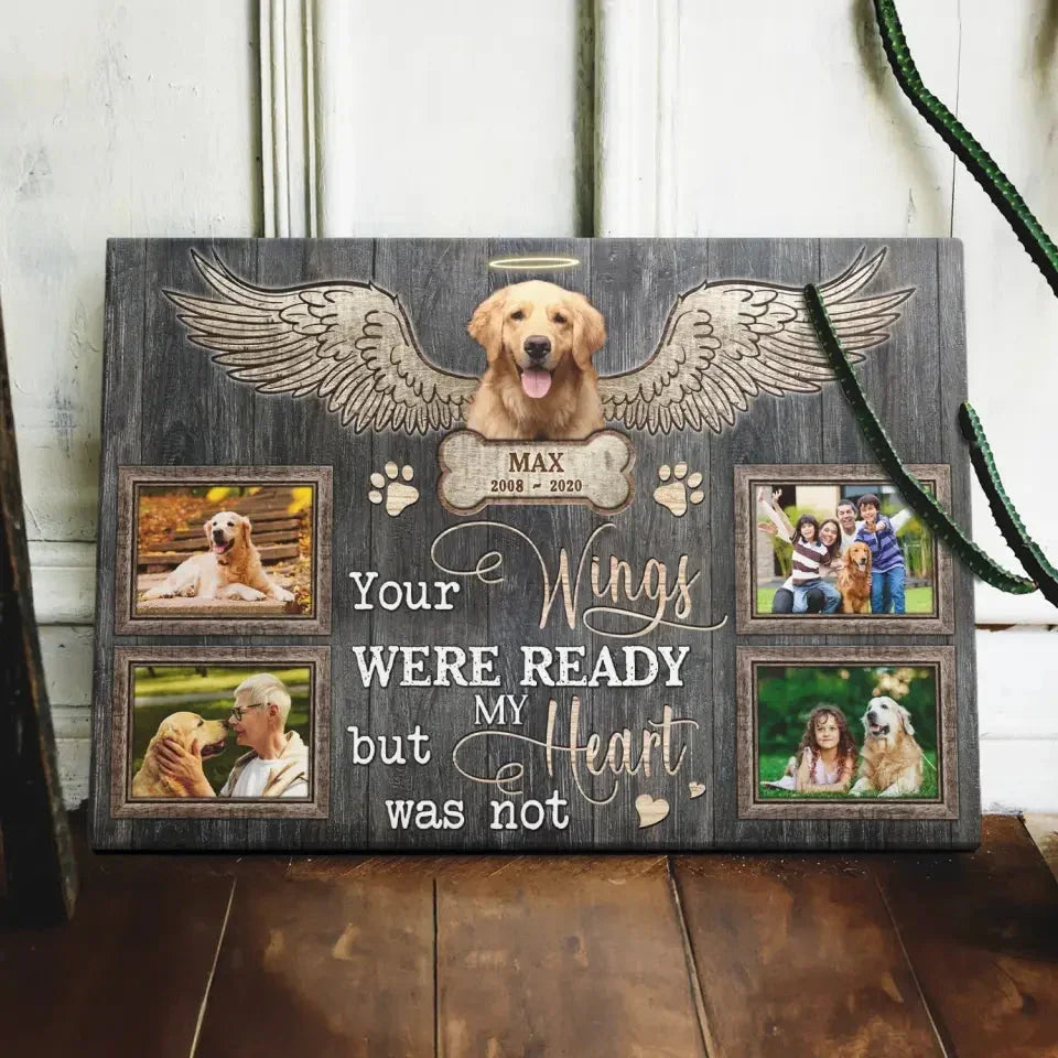 Dog Memorial Canvas – Your Wings Were Ready, Custom Photo Collage - PersonalizedFury