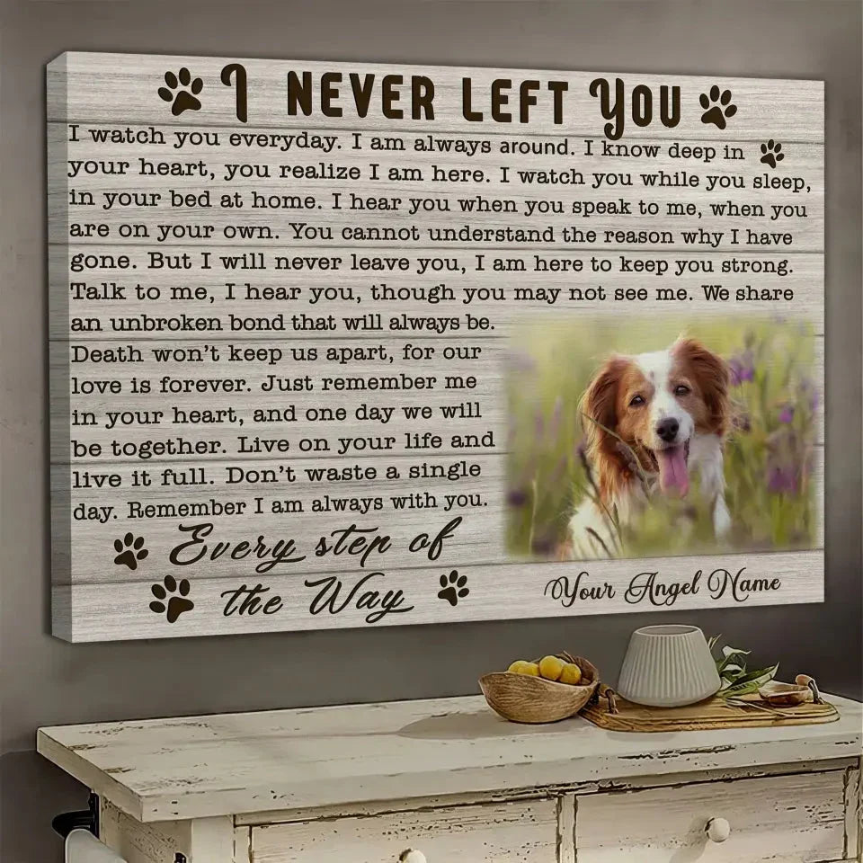 Dog Loss Gift – Custom Canvas with Photo & I Never Left You Poem - PersonalizedFury