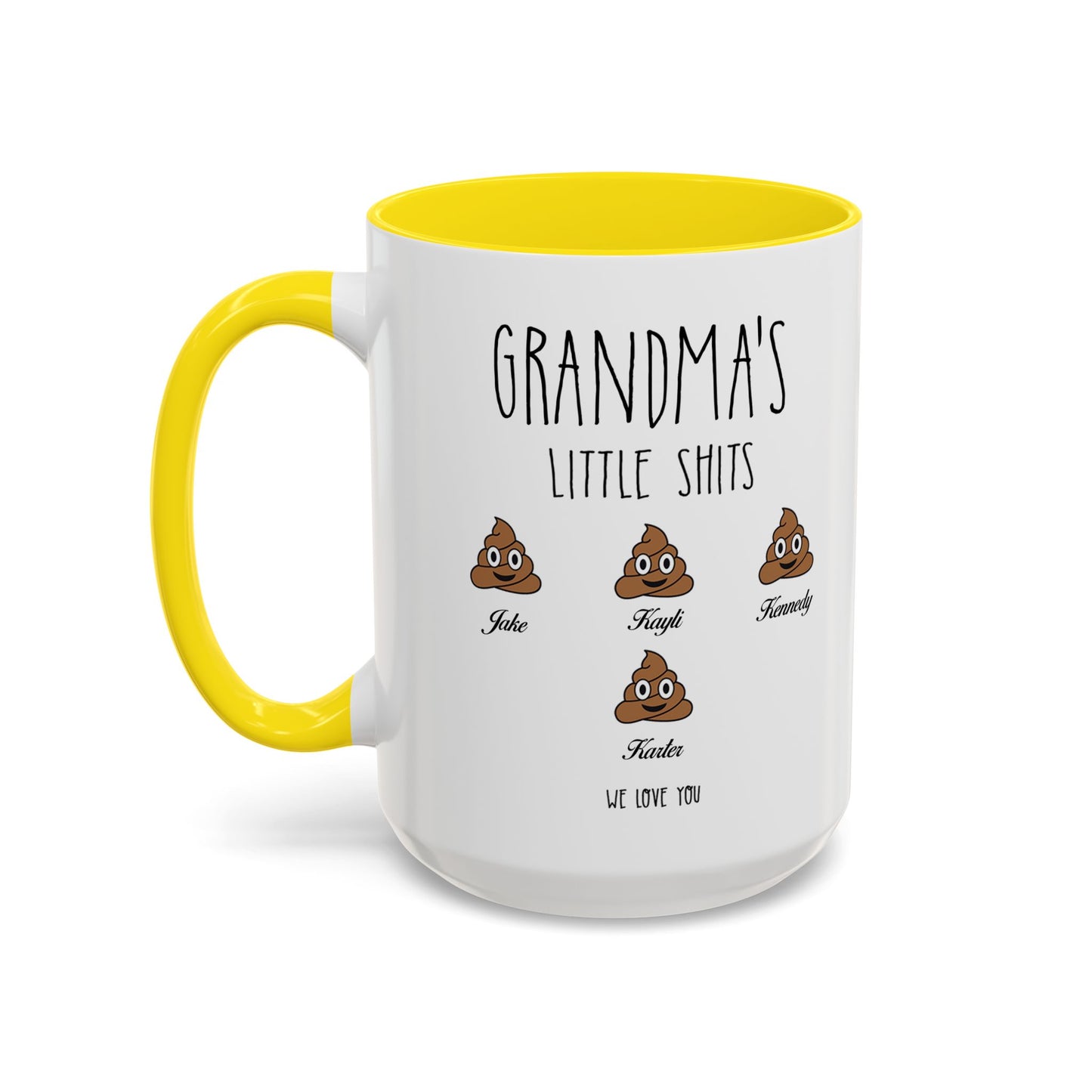 Personalized Grandma with Grandkids Names Accent Coffee Mug - PersonalizedFury