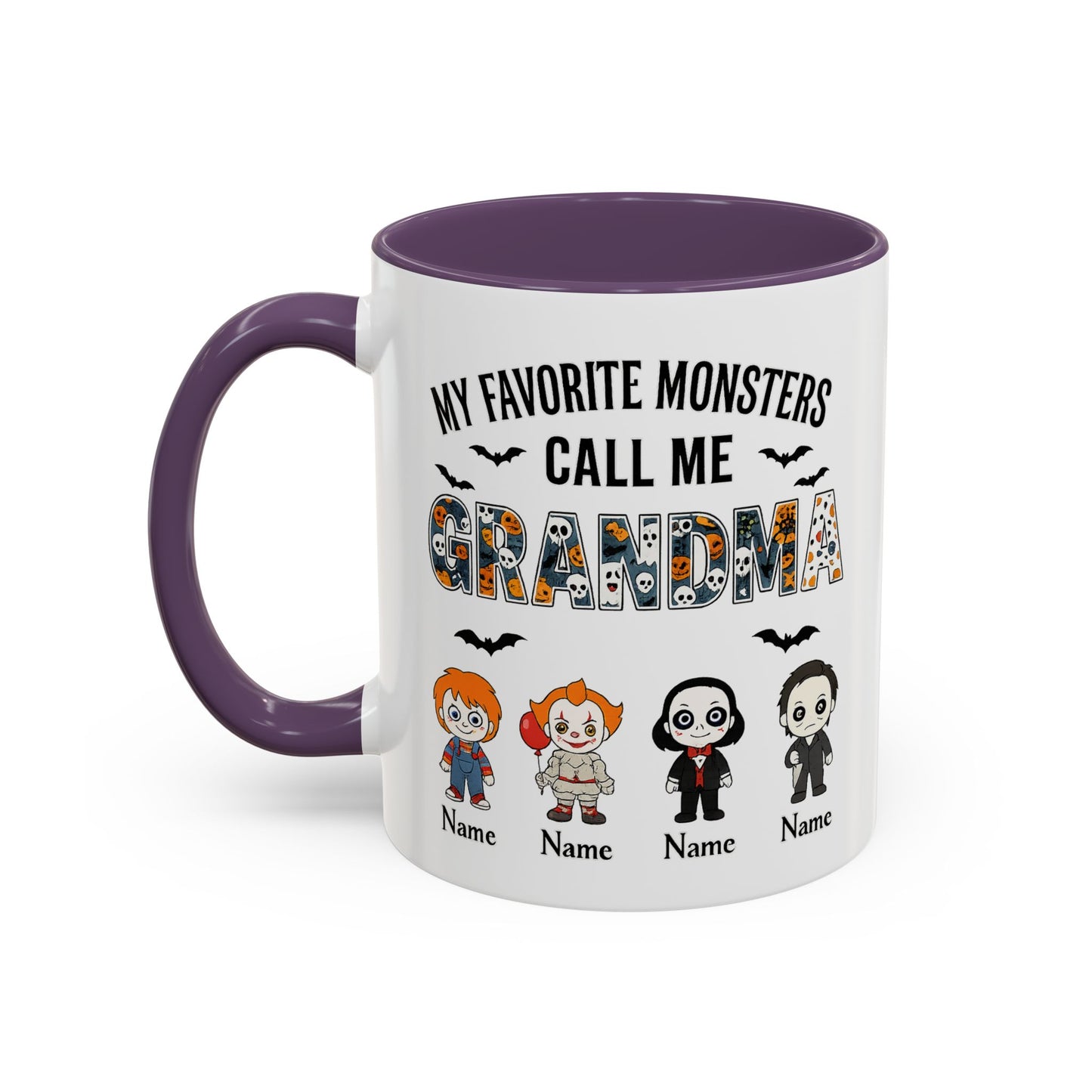 Custom My Favorite Monsters Call me Grandma Accent Coffee Mug - PersonalizedFury