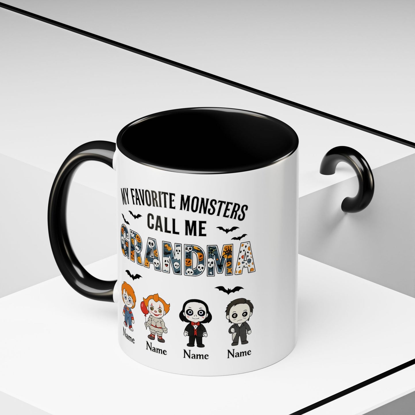 Custom My Favorite Monsters Call me Grandma Accent Coffee Mug - PersonalizedFury