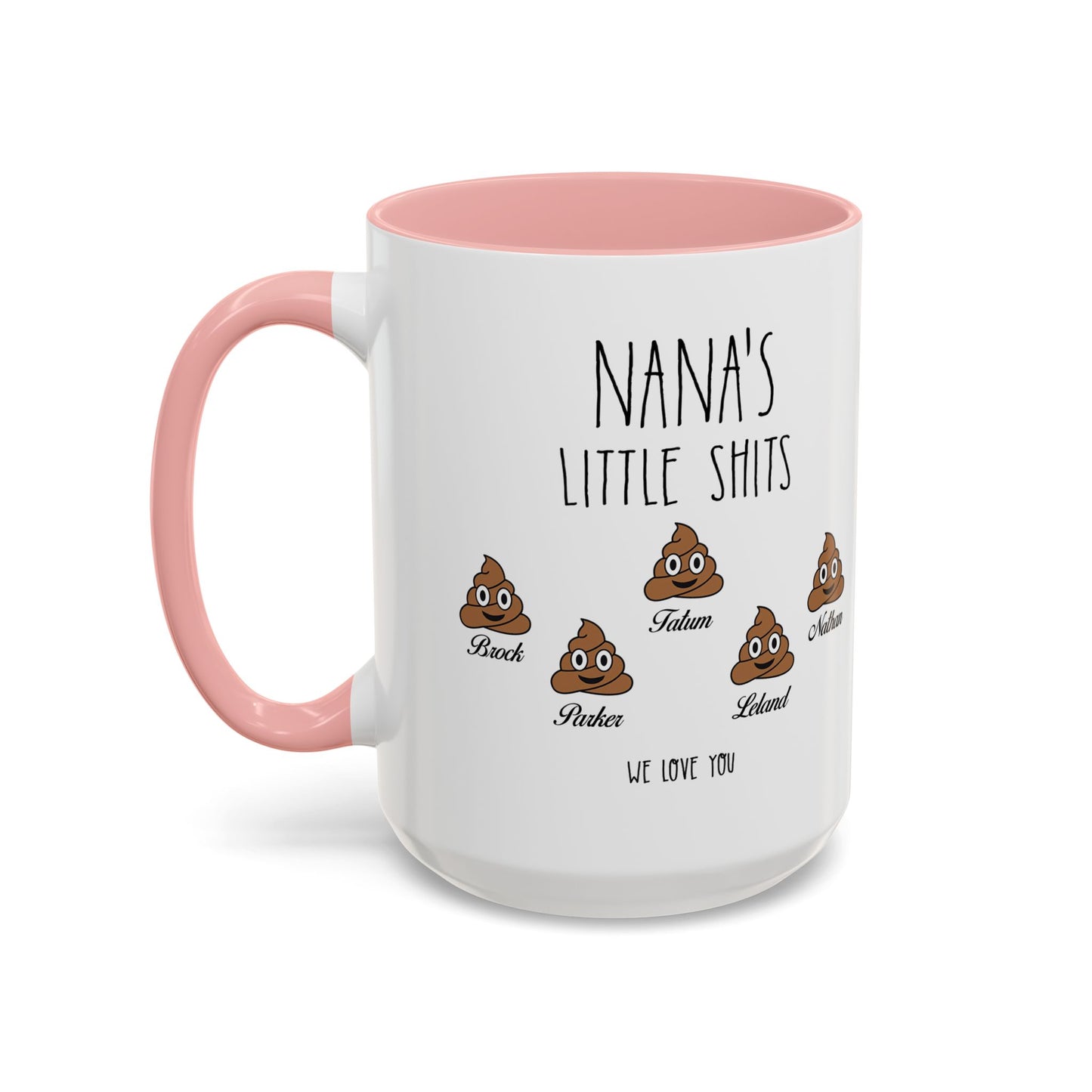 Personalized Nana with Grandkids Names Accent Coffee Mug - Gift For Family - PersonalizedFury
