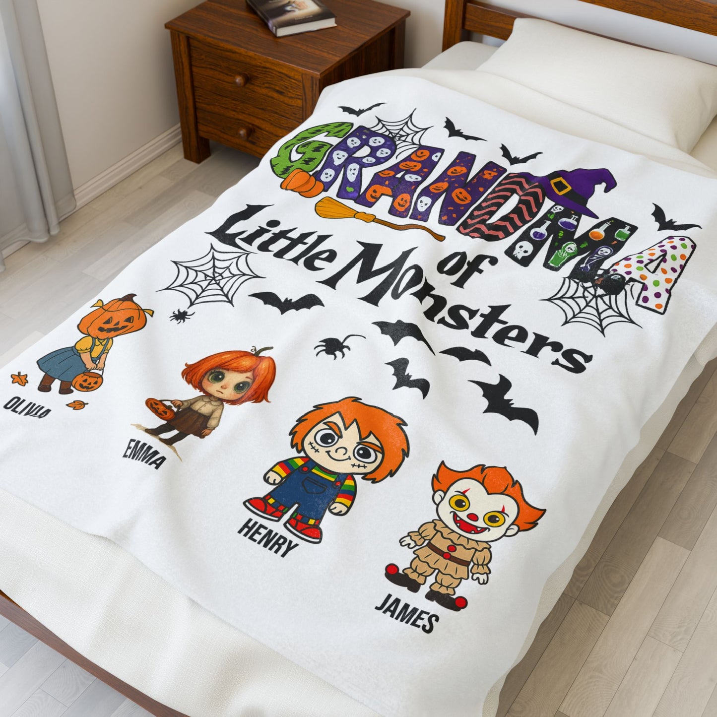 Grandma Halloween Blanket - Personalized Gift For Grandma - PersonalizedFury