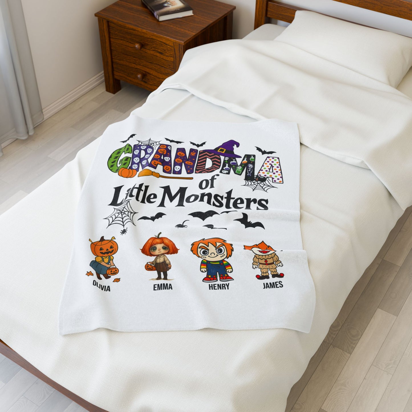 Grandma Halloween Blanket - Personalized Gift For Grandma - PersonalizedFury