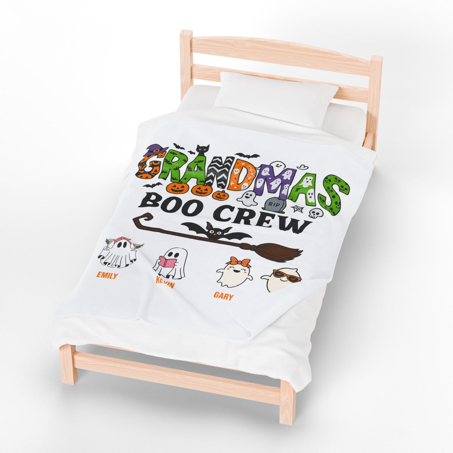 Grandma’s Boo Crew Blanket – Personalized Halloween Gift with Grandkids’ Names - PersonalizedFury