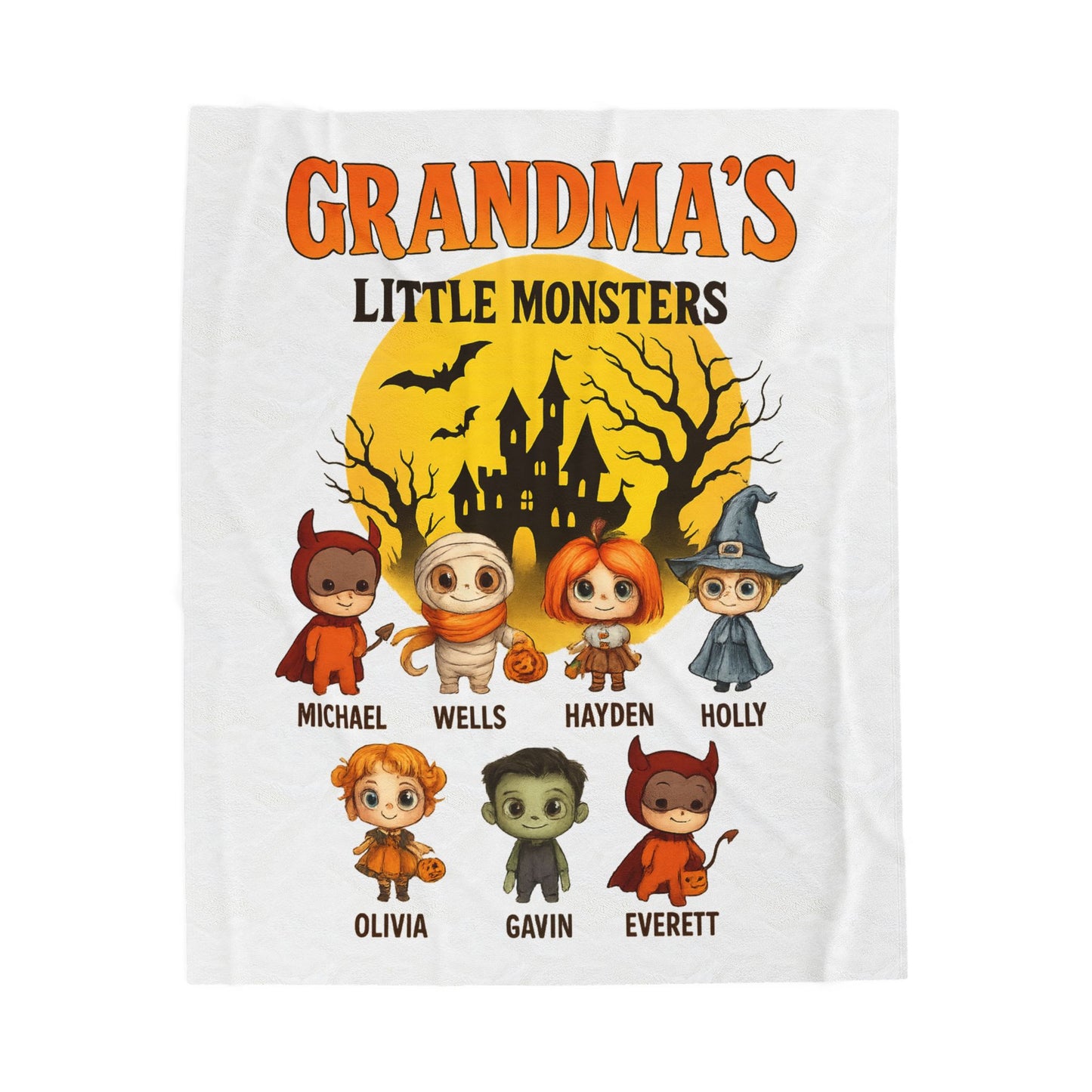 Personalized Grandma's Little Monsters with Grandkids names Blanket - PersonalizedFury