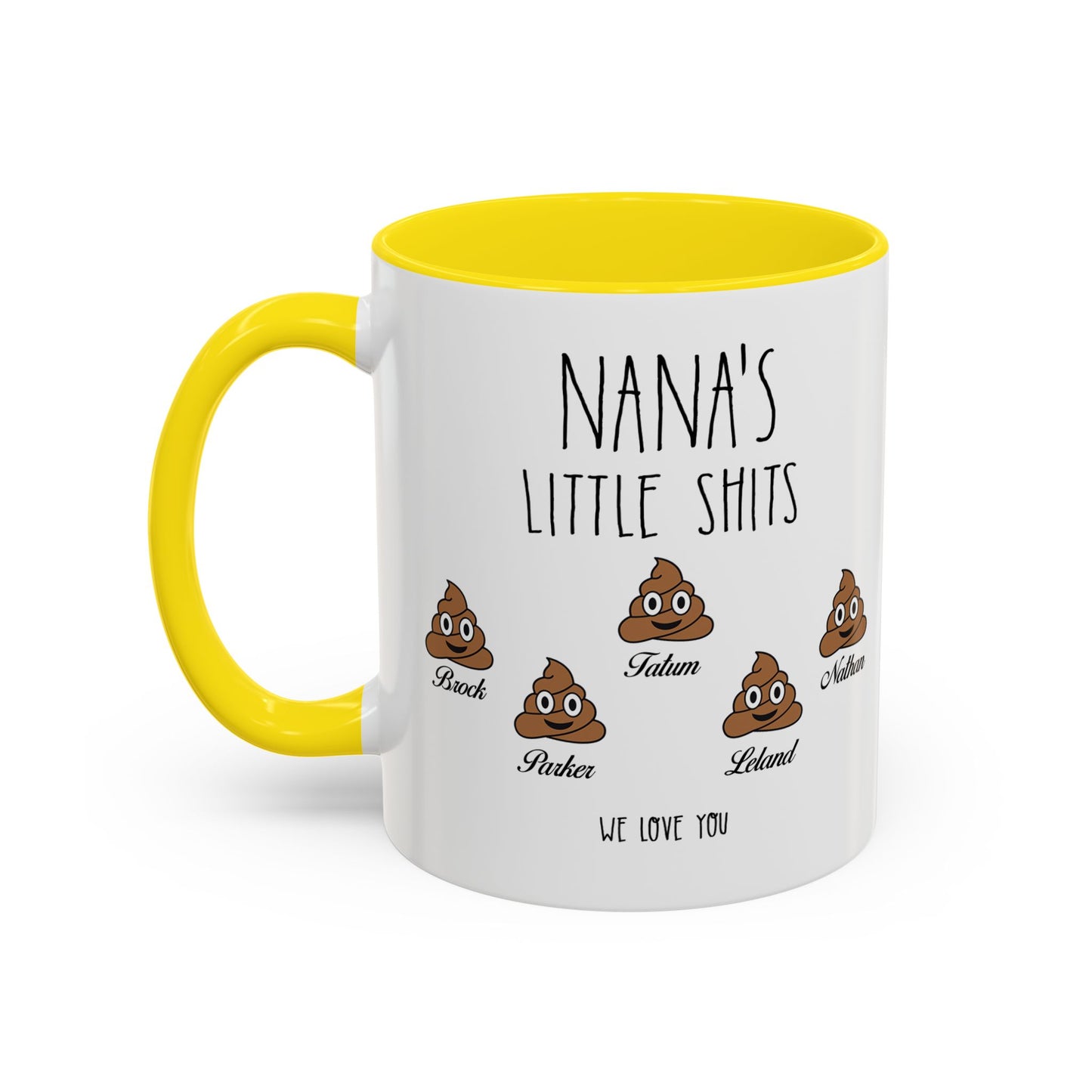 Personalized Nana with Grandkids Names Accent Coffee Mug - Gift For Family - PersonalizedFury