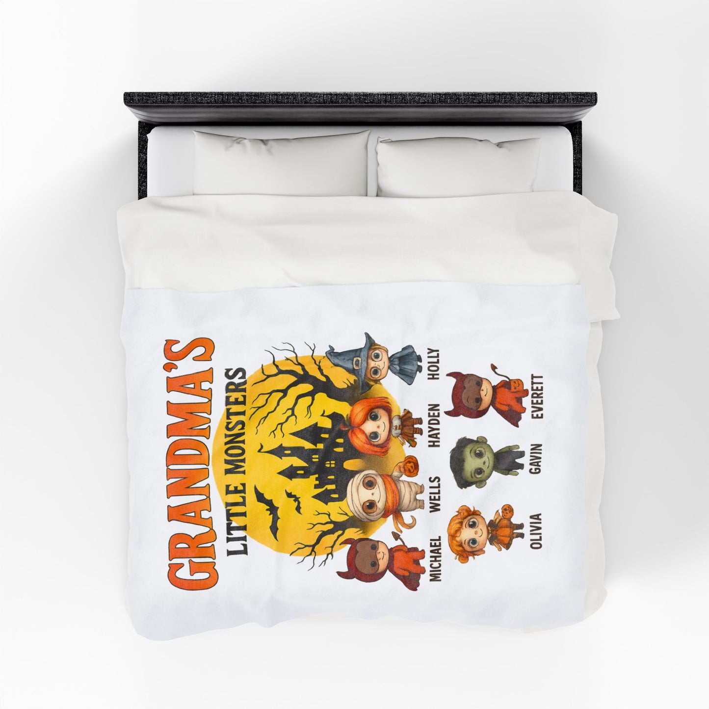 Personalized Grandma's Little Monsters with Grandkids names Blanket - PersonalizedFury