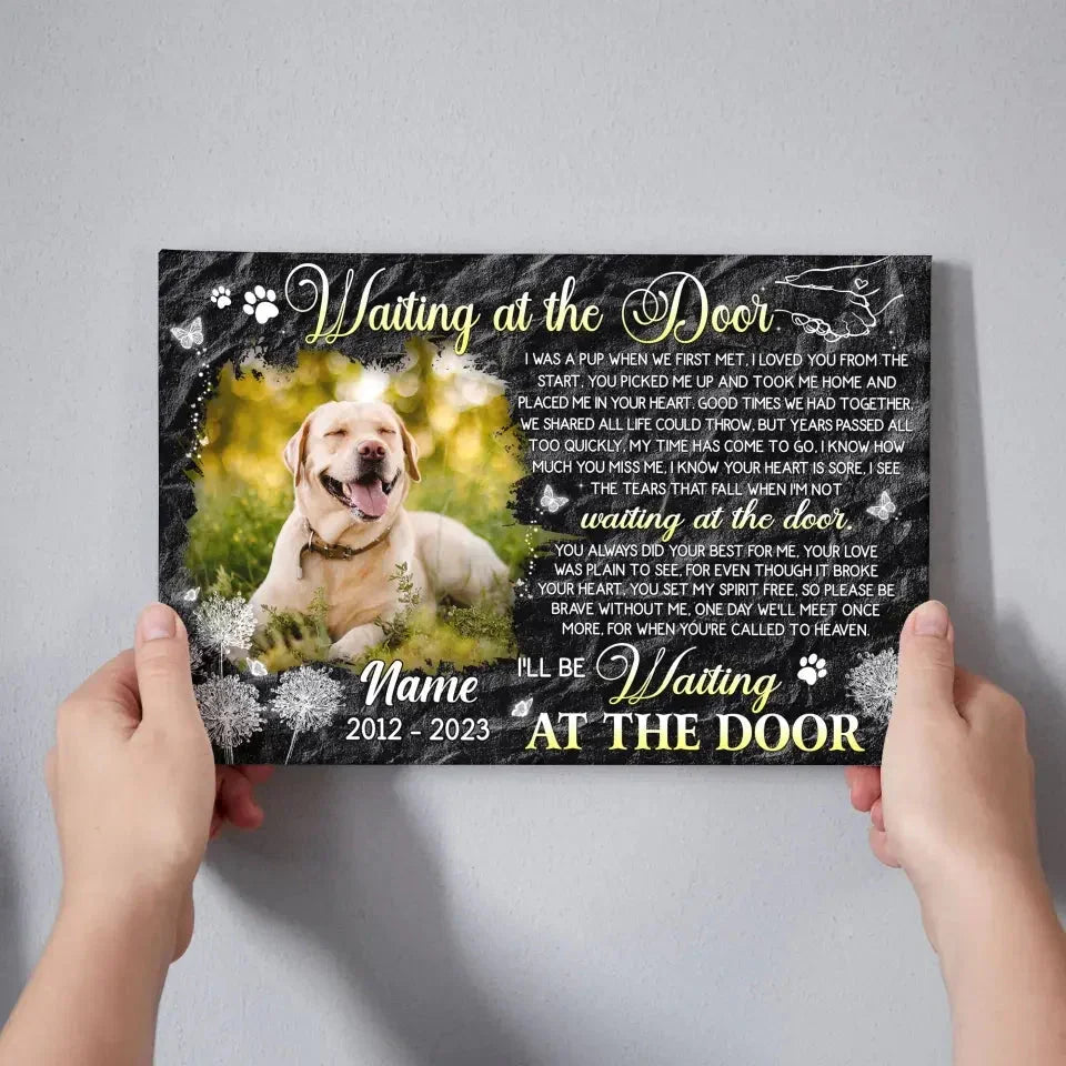 Dog Memorial Gift – Custom Photo Canvas Waiting at the Door - PersonalizedFury