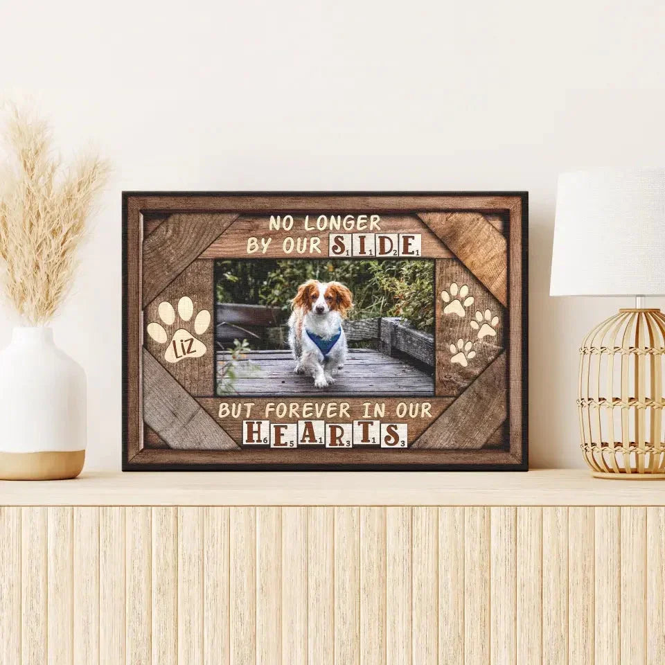 No Longer By Our Side – Custom Pet Memorial Photo Canvas - PersonalizedFury