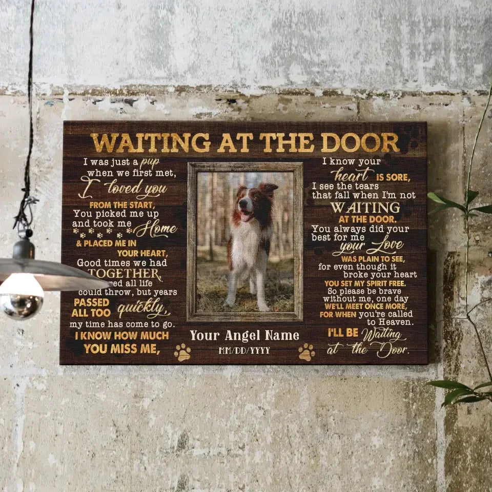 Waiting at the Door – Custom Pet Memorial Canvas with Photo - PersonalizedFury