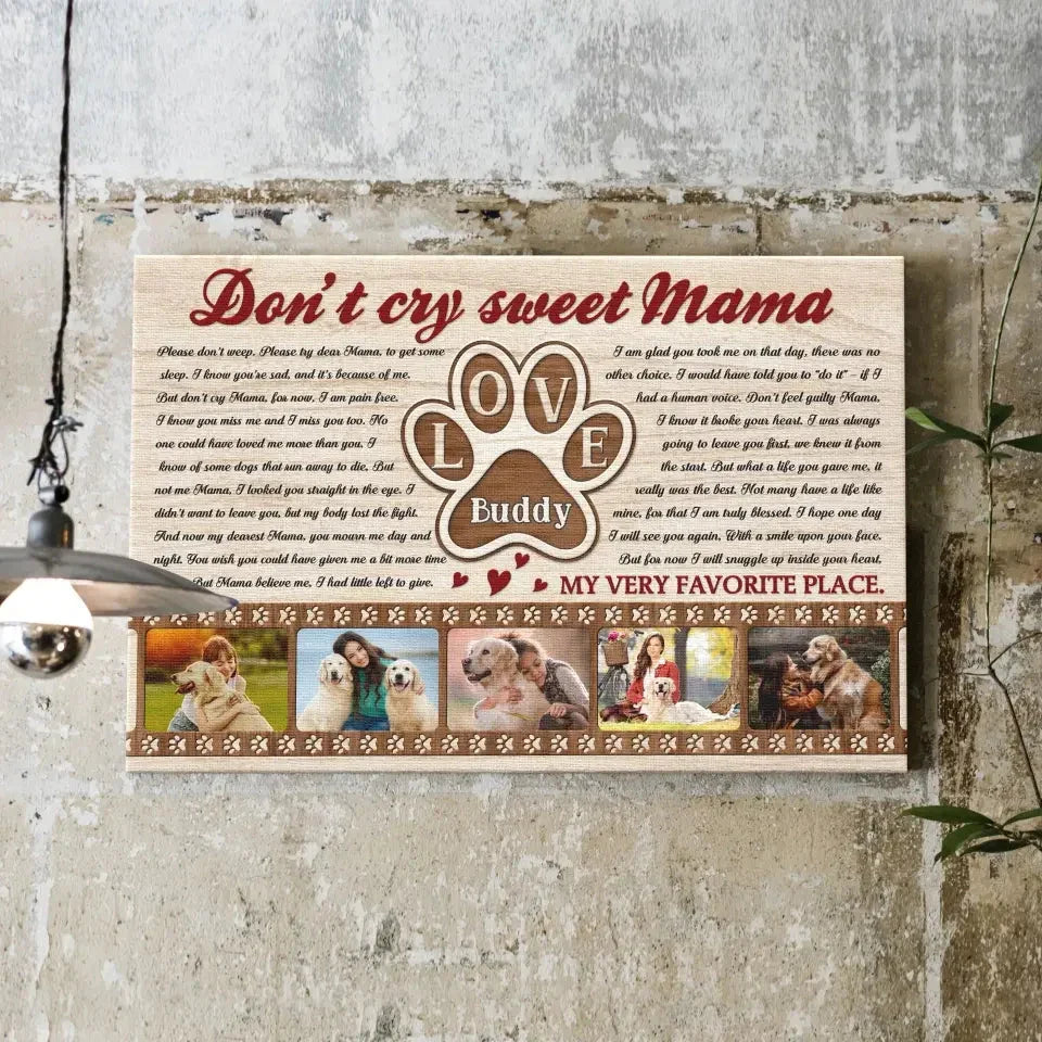 Dog Memorial Canvas – Personalized Gift for Mom Who Lost a Pet - PersonalizedFury