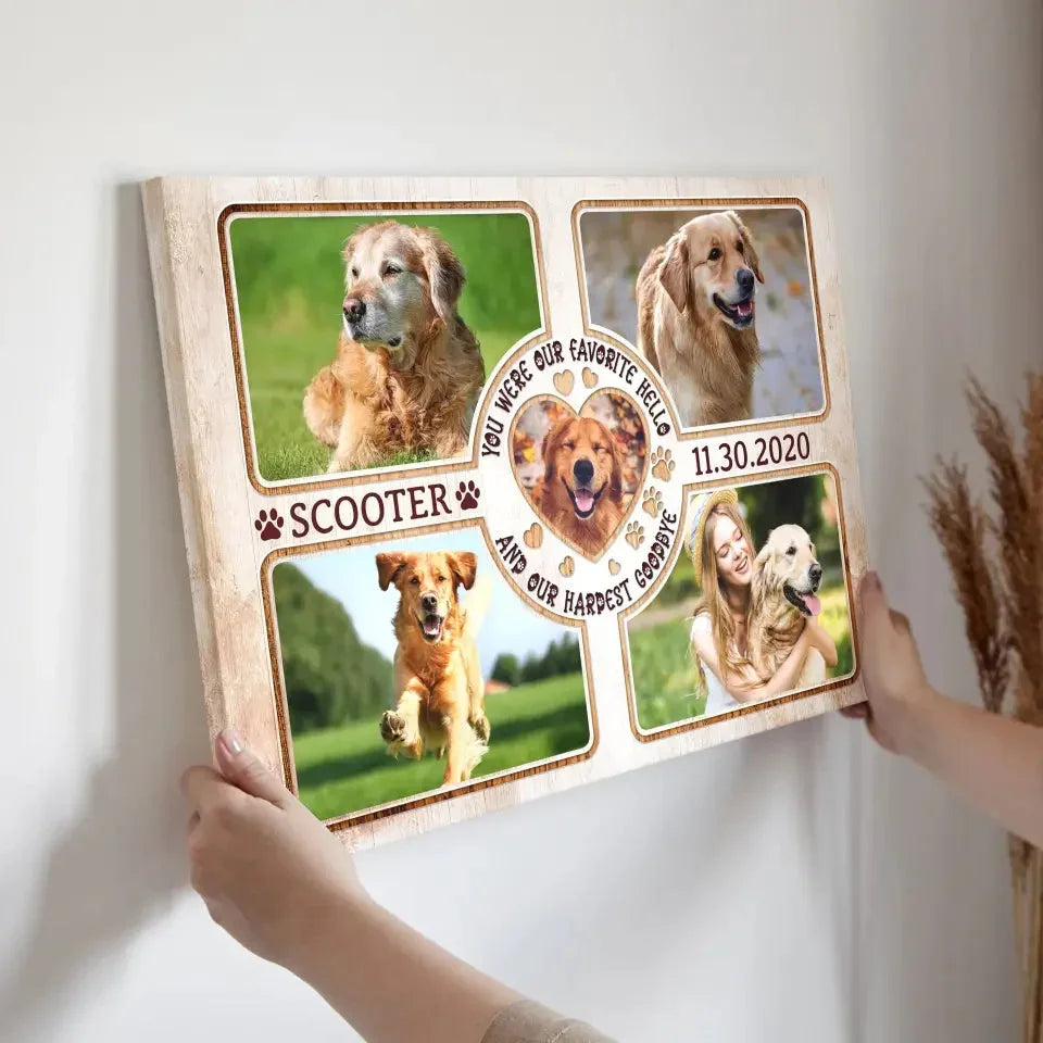 Hardest Goodbye, Forever in Our Hearts – Dog Memorial Canvas - PersonalizedFury