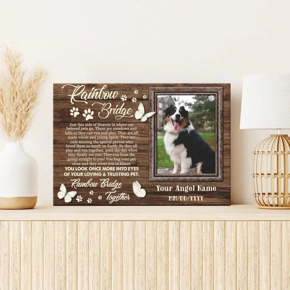 Rainbow Bridge – Custom Pet Memorial Canvas with Photo - PersonalizedFury
