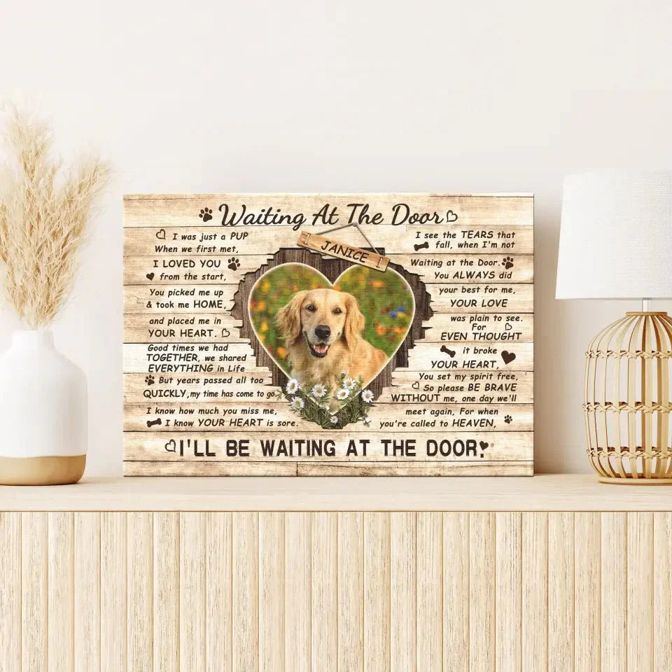 Custom Pet Memorial Canvas - Waiting At The Door Dog Loss Gift - PersonalizedFury
