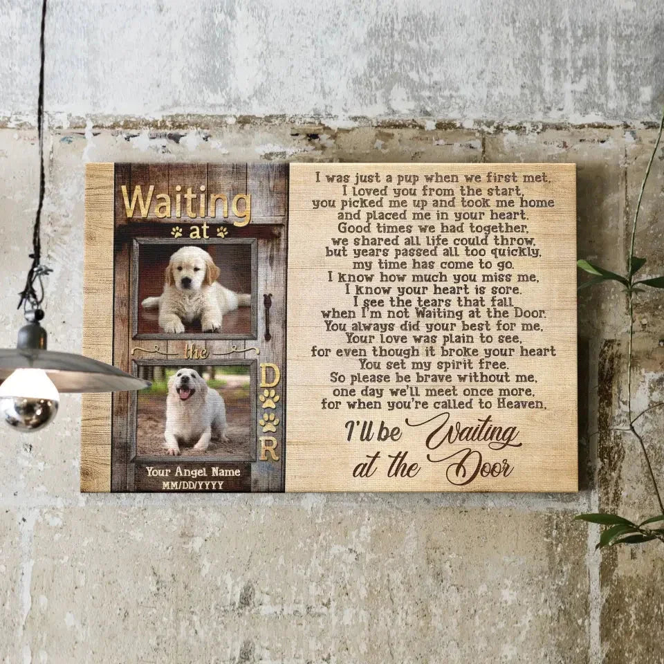 "Waiting at the Door" – Custom Dog Memorial Canvas With Photo & Name - PersonalizedFury