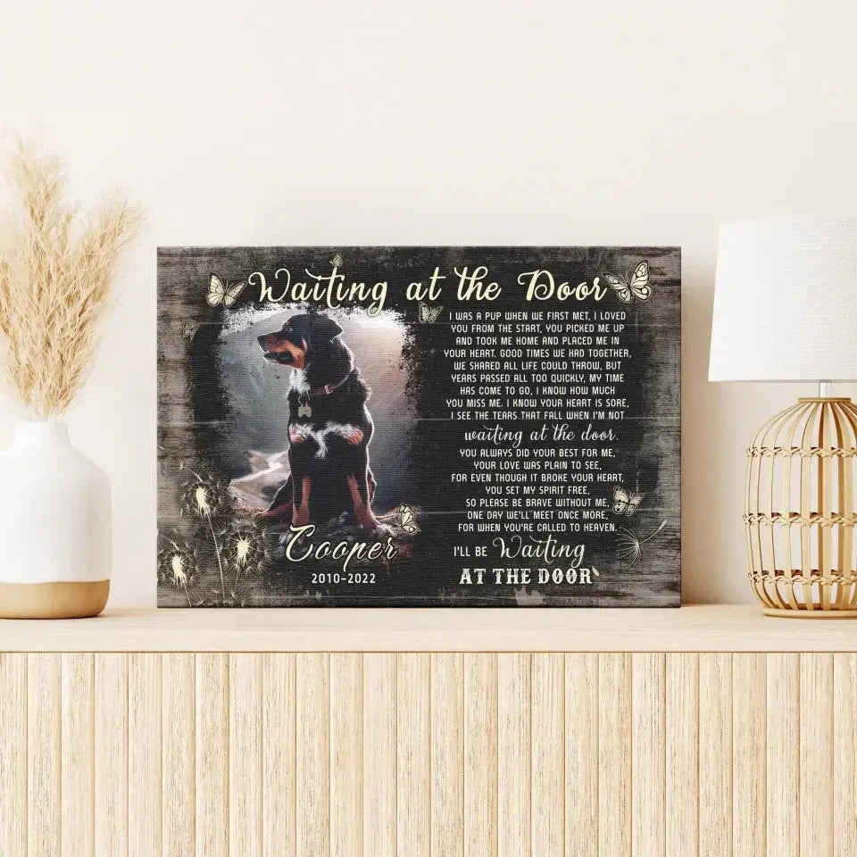 Waiting at the Door – Custom Dog Memorial Canvas for Rottweilers - PersonalizedFury