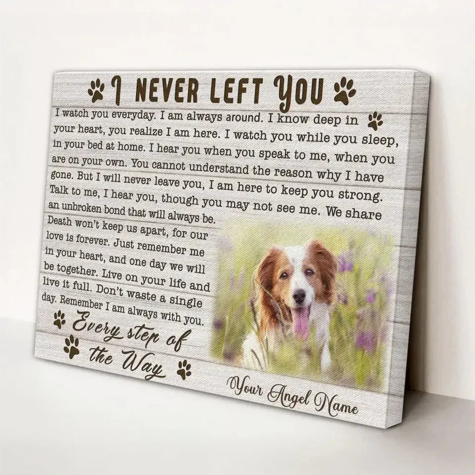 Dog Loss Gift – Custom Canvas with Photo & I Never Left You Poem - PersonalizedFury