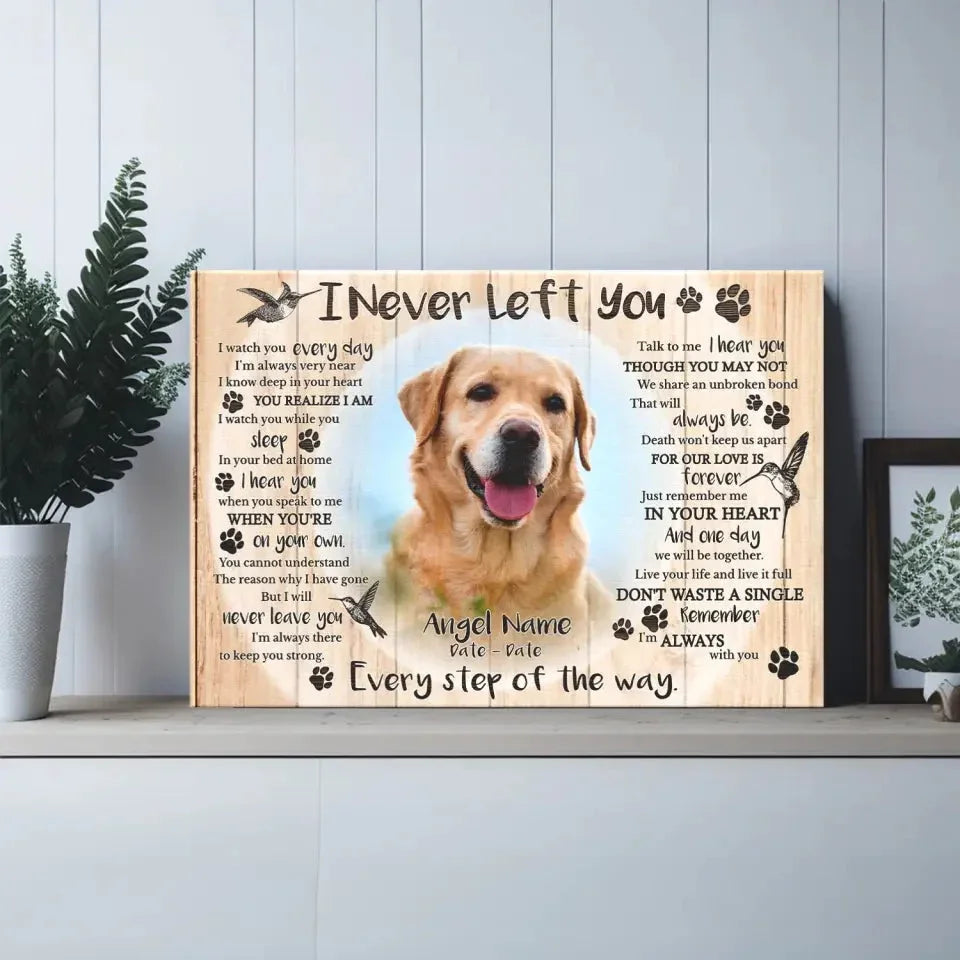 Custom Pet Memorial Canvas – I Never Left You Poem & Photo - PersonalizedFury
