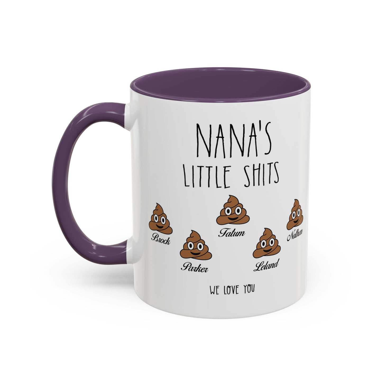 Personalized Nana with Grandkids Names Accent Coffee Mug - Gift For Family - PersonalizedFury