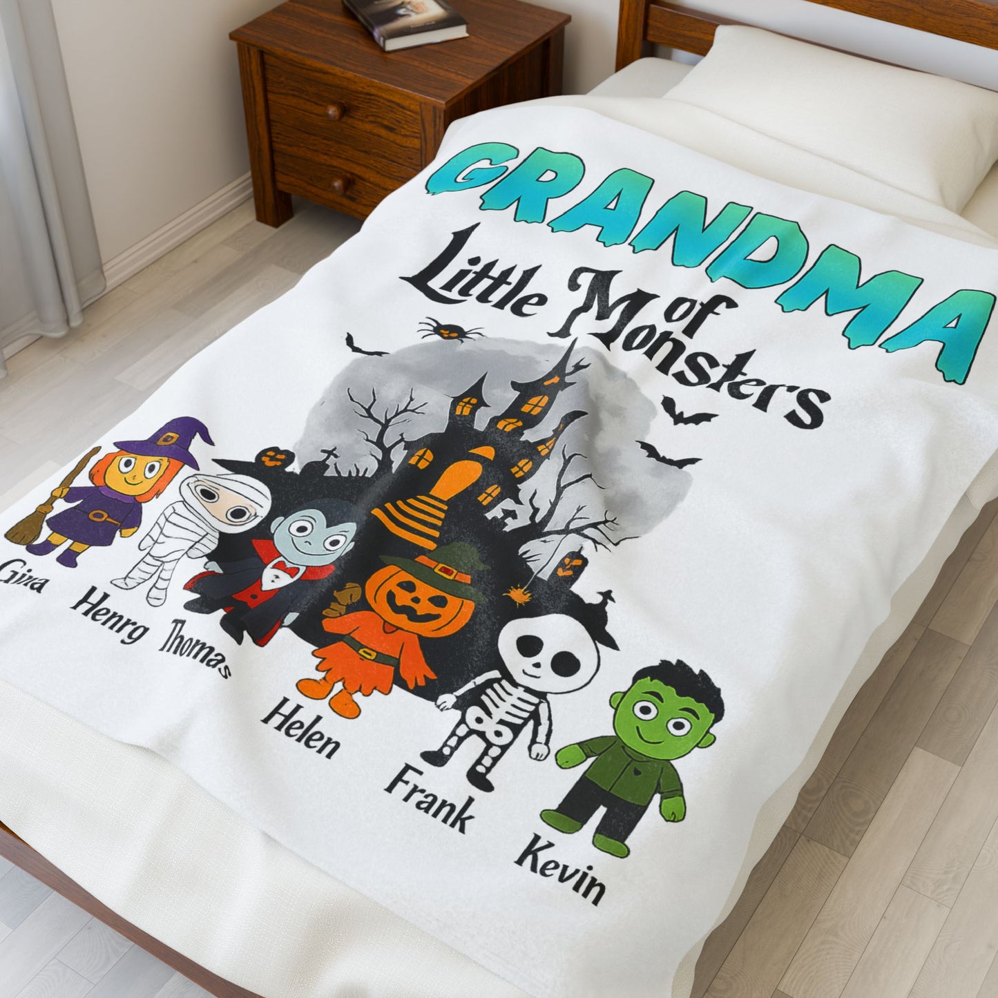 Personalized Grandma of Little Monsters with Grandkids names Blanket - PersonalizedFury