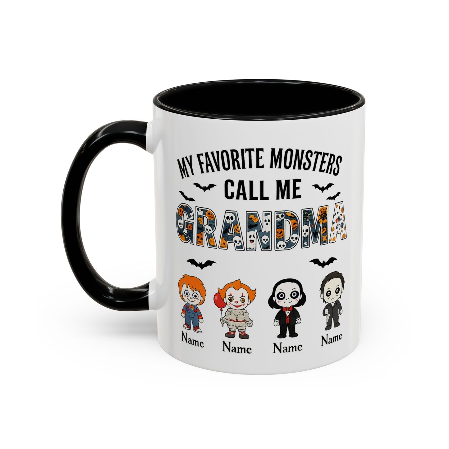 Custom My Favorite Monsters Call me Grandma Accent Coffee Mug - PersonalizedFury
