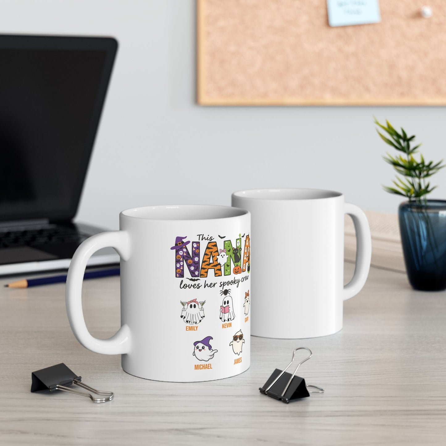 Nana Loves Her Spooky Crew Coffee Mug – Personalized Halloween Gift - PersonalizedFury