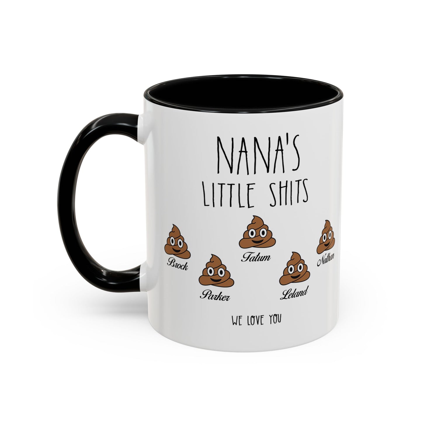 Personalized Nana with Grandkids Names Accent Coffee Mug - Gift For Family - PersonalizedFury