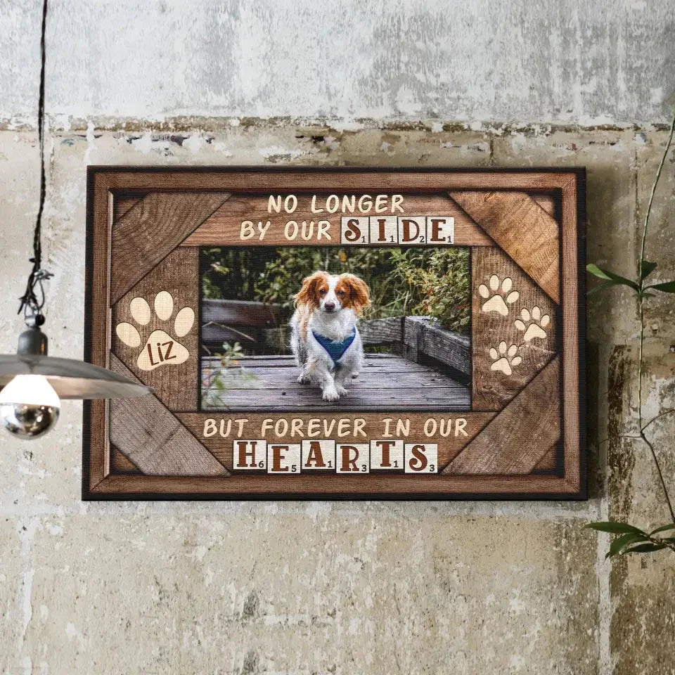 No Longer By Our Side – Custom Pet Memorial Photo Canvas - PersonalizedFury