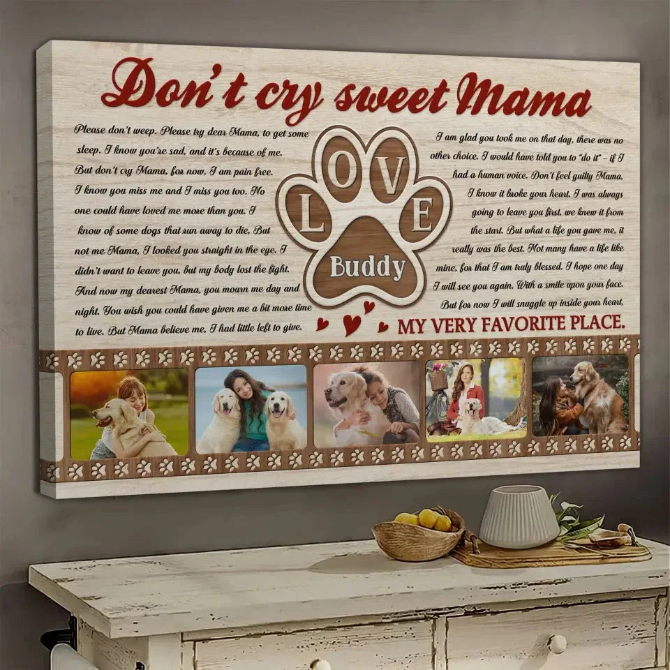 Dog Memorial Canvas – Personalized Gift for Mom Who Lost a Pet - PersonalizedFury