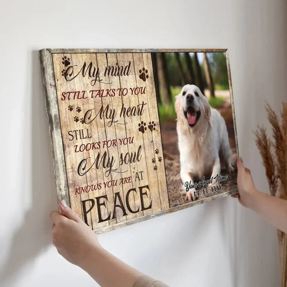 Personalized Pet Memorial Canvas – “My Mind Still Talks to You” with Dog Photo & Name - PersonalizedFury