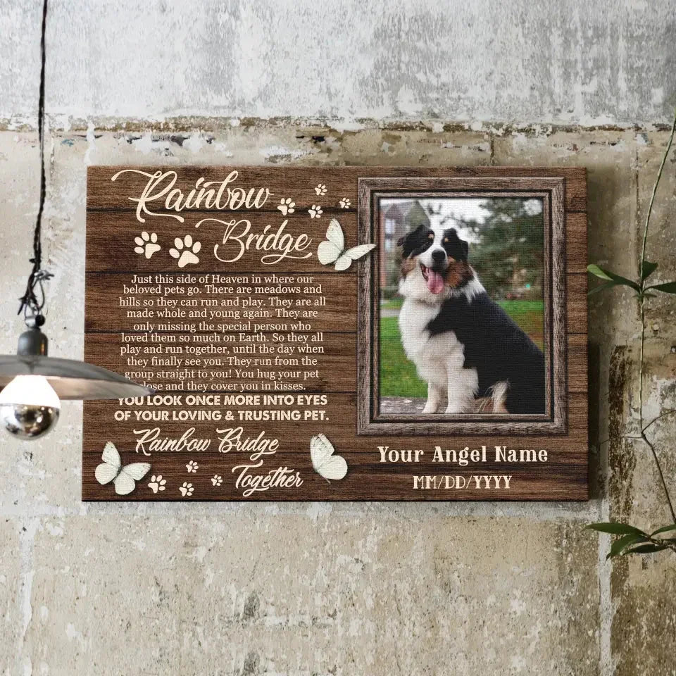 Rainbow Bridge – Custom Pet Memorial Canvas with Photo - PersonalizedFury
