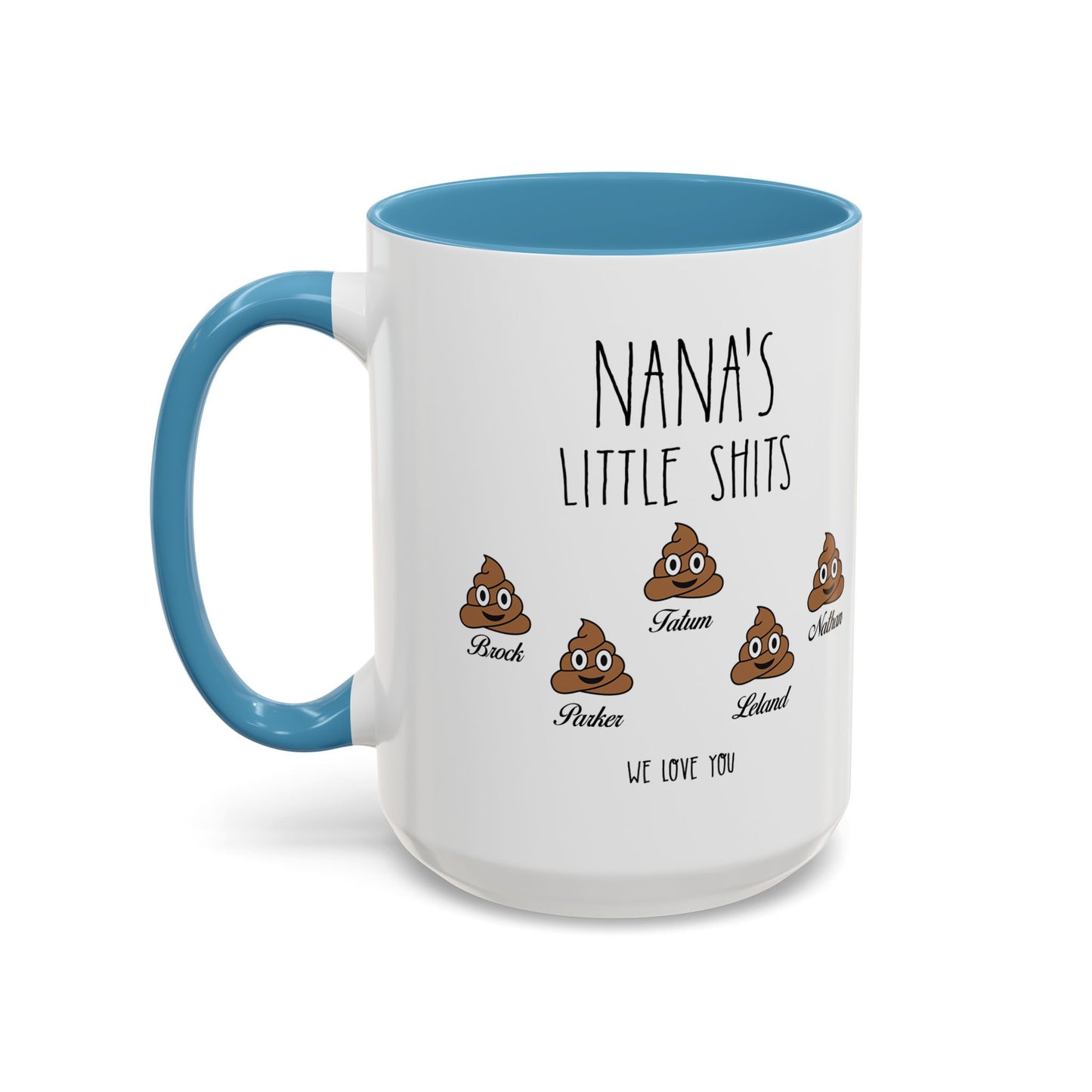 Personalized Nana with Grandkids Names Accent Coffee Mug - Gift For Family - PersonalizedFury
