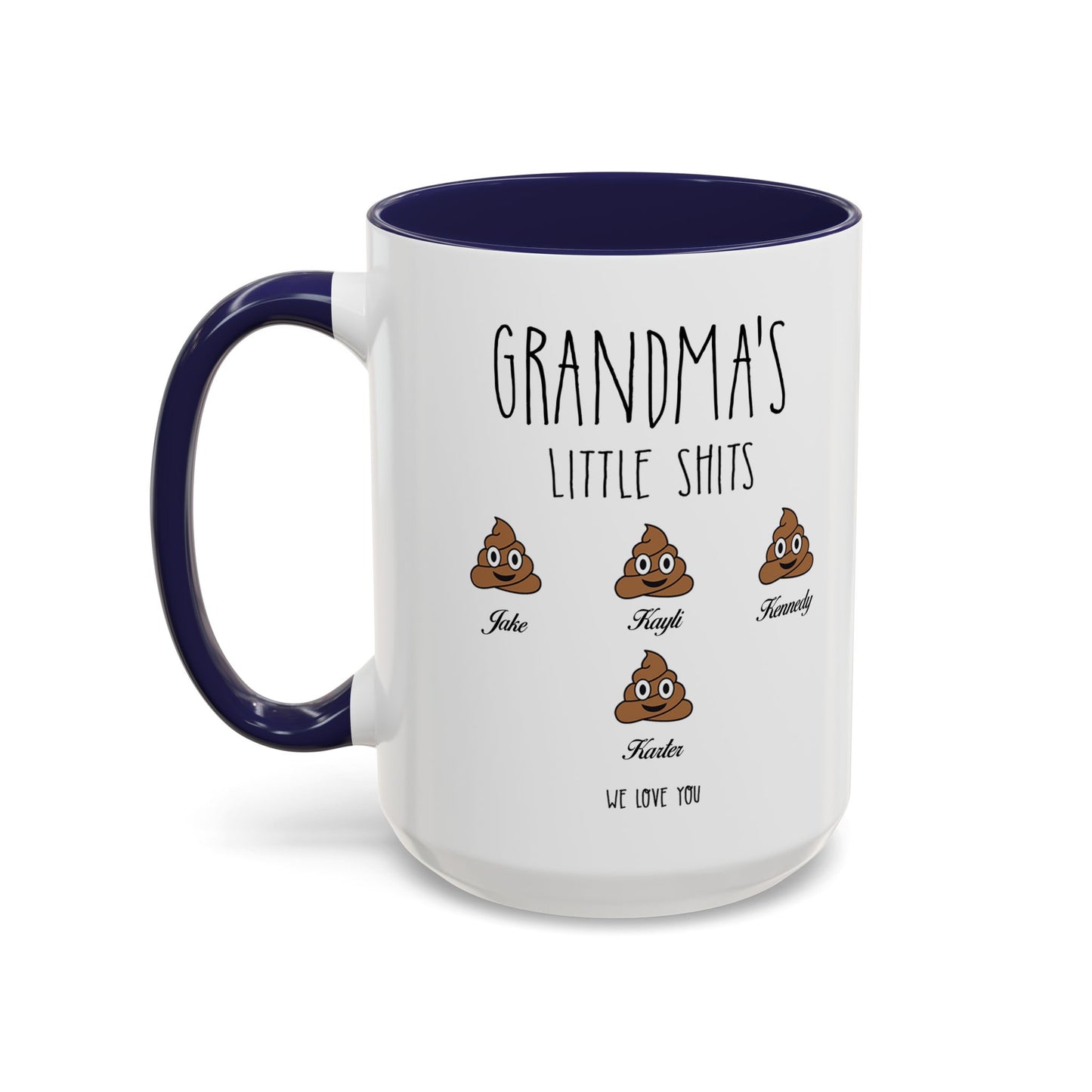 Personalized Grandma with Grandkids Names Accent Coffee Mug - PersonalizedFury